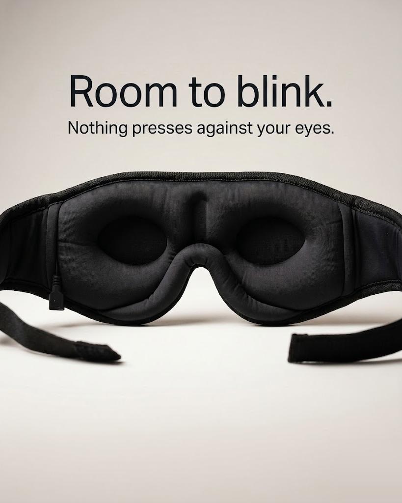 Inside the DaySomnia mask — molded contoured eye cups with room to blink